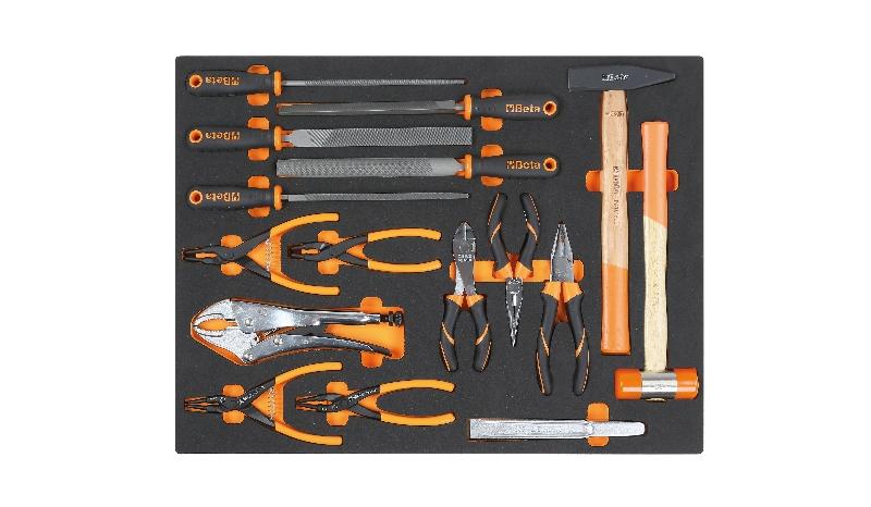 MB65 - ?Foam tray with impact tools, files, circlip and self-locking pliers