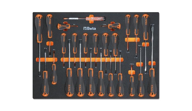 MM210 - Foam tray with Beta Easy screwdrivers for slotted, Phillips® and Torx® head screws